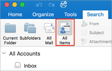microsoft outlook 2016 for mac search not working